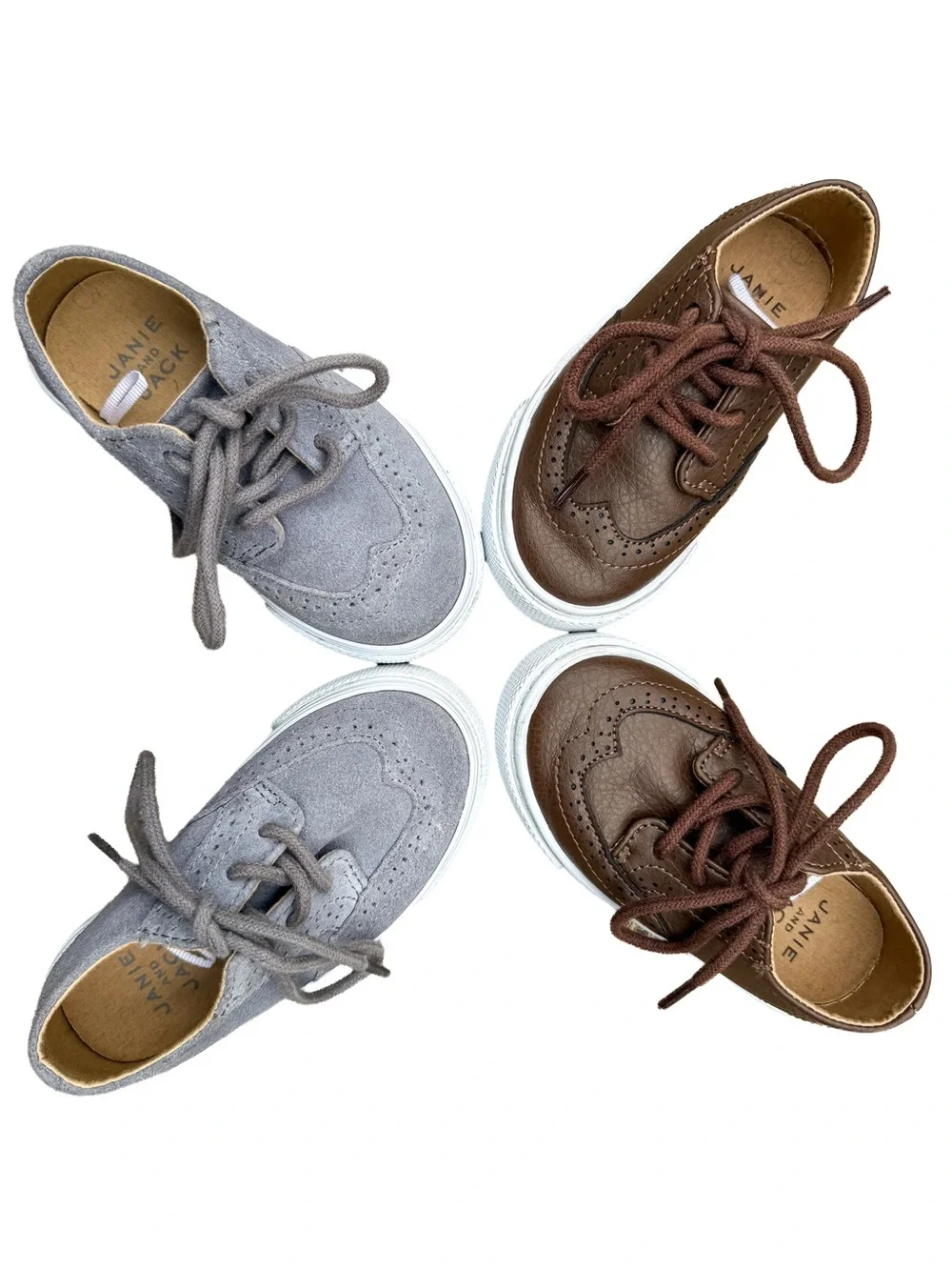 Janie and Jack Toddler Size 7 Shoe Bundle - Wingtip Sneakers Set 2 Leather EUC